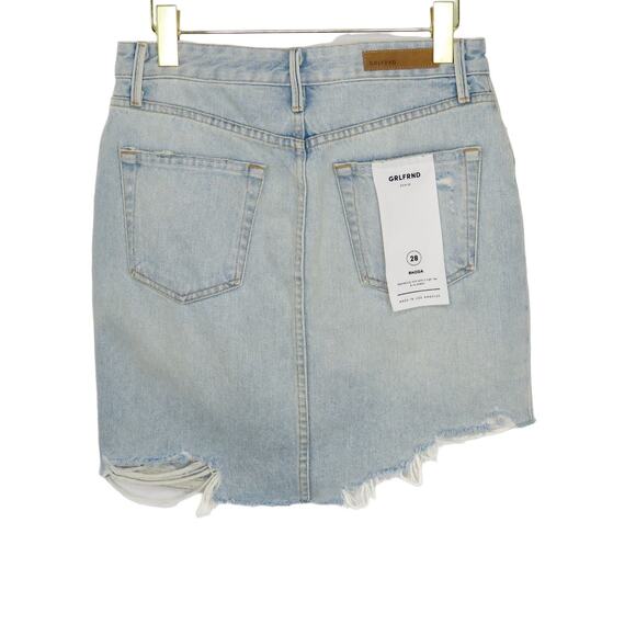 Revolve Grlfrnd Rhoda Ripped Denim Skirt in I Got Mine Lightwash Mini Skirt 28 - Picture 6 of 10